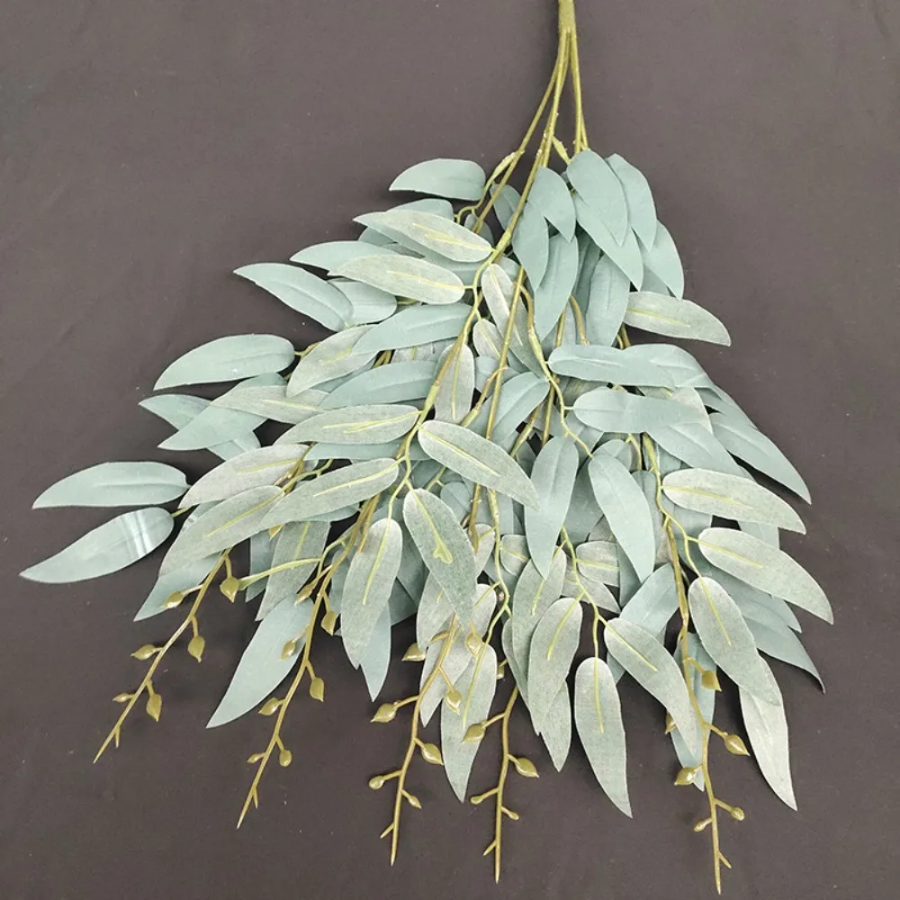 55cm Artificial White Flower Plant Wedding Bouquet Decoration Silk Flower Home Vase Decor Willow Leaf Green Grass Fake Flowers