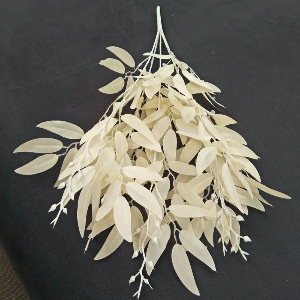 55cm Artificial White Flower Plant Wedding Bouquet Decoration Silk Flower Home Vase Decor Willow Leaf Green Grass Fake Flowers