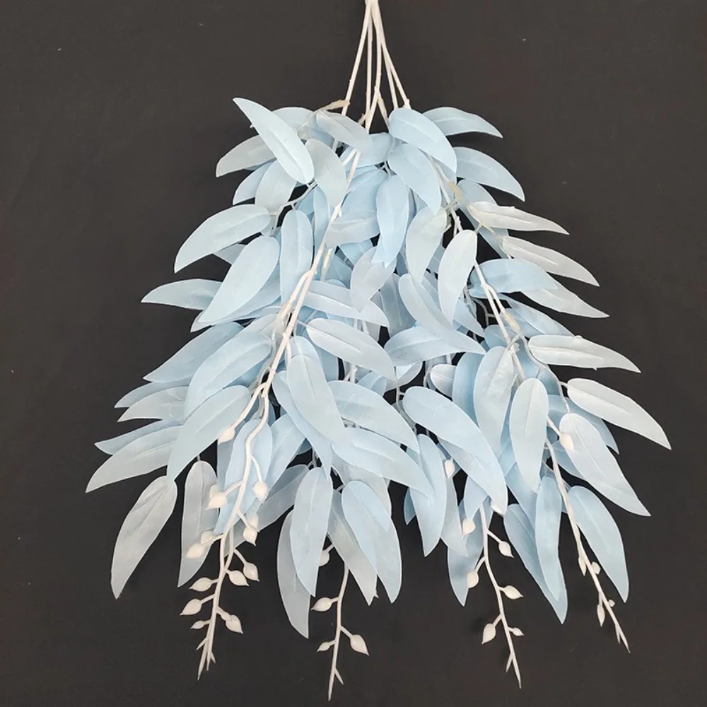 55cm Artificial White Flower Plant Wedding Bouquet Decoration Silk Flower Home Vase Decor Willow Leaf Green Grass Fake Flowers