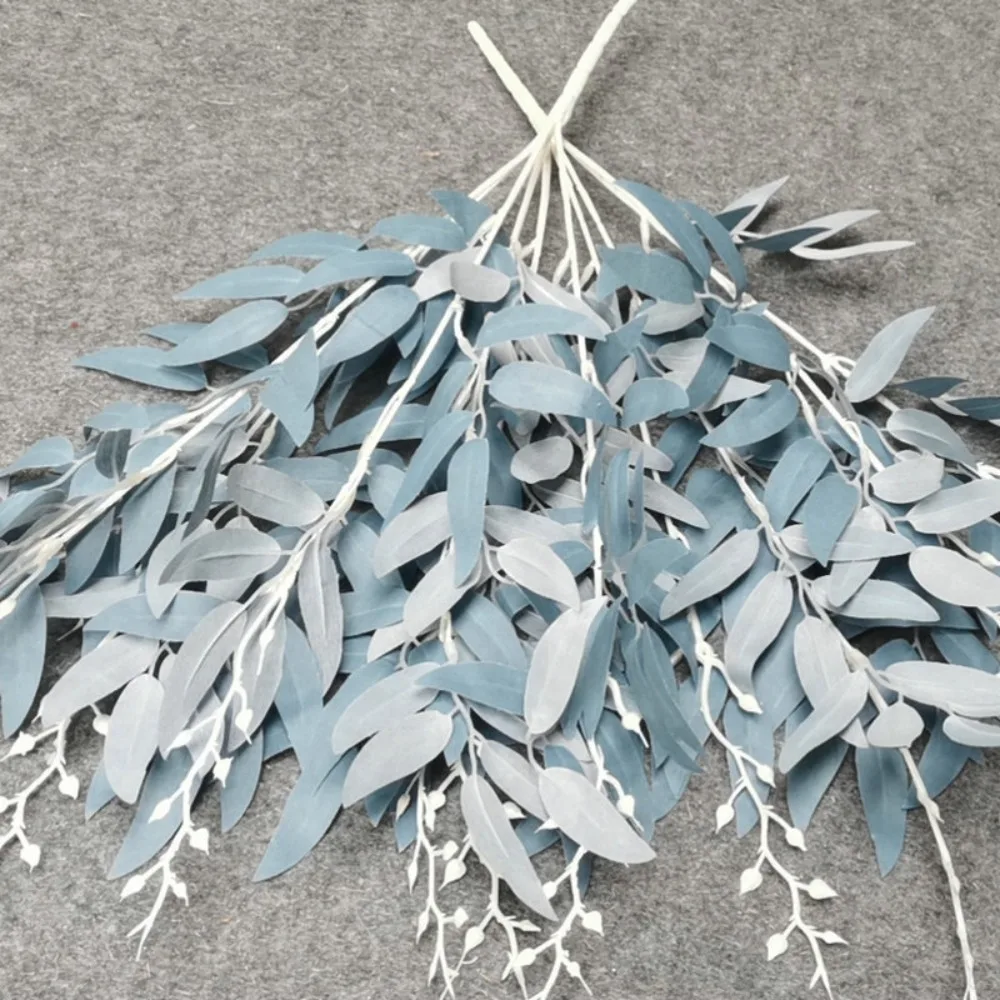 55cm Artificial White Flower Plant Wedding Bouquet Decoration Silk Flower Home Vase Decor Willow Leaf Green Grass Fake Flowers