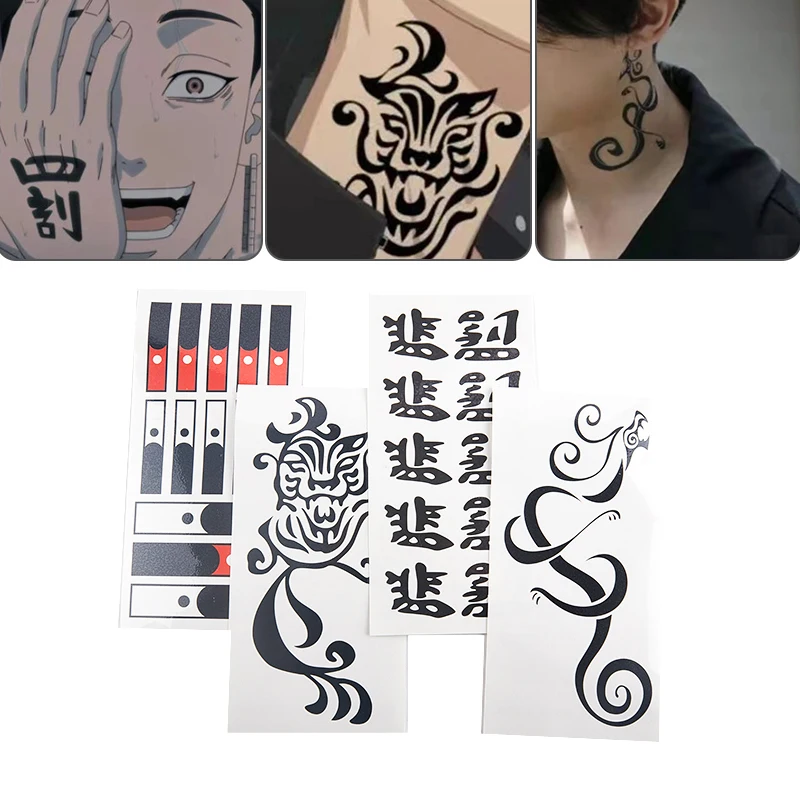 Anime Tokyo Revengers Tattoo Stickers Draken Cosplay Sticker Ken Ryuguji Waterproof Tattoo Sticker Cosplay Halloween Accessories