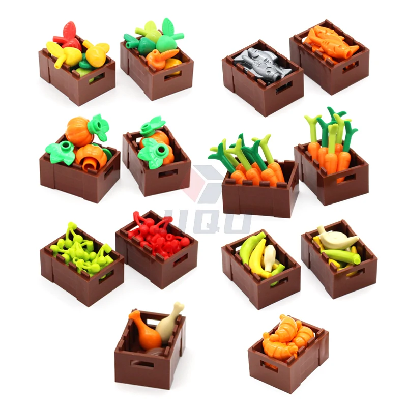 Mini Food Kitchen Accessories Toys Building Blocks Parts Hamburger Pizza Fries Cake Dessert Chocolate Cookies MOC Assemble Brick