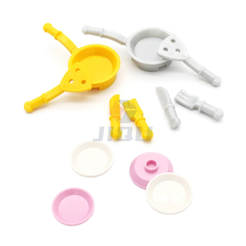 Mini Food Kitchen Accessories Toys Building Blocks Parts Hamburger Pizza Fries Cake Dessert Chocolate Cookies MOC Assemble Brick