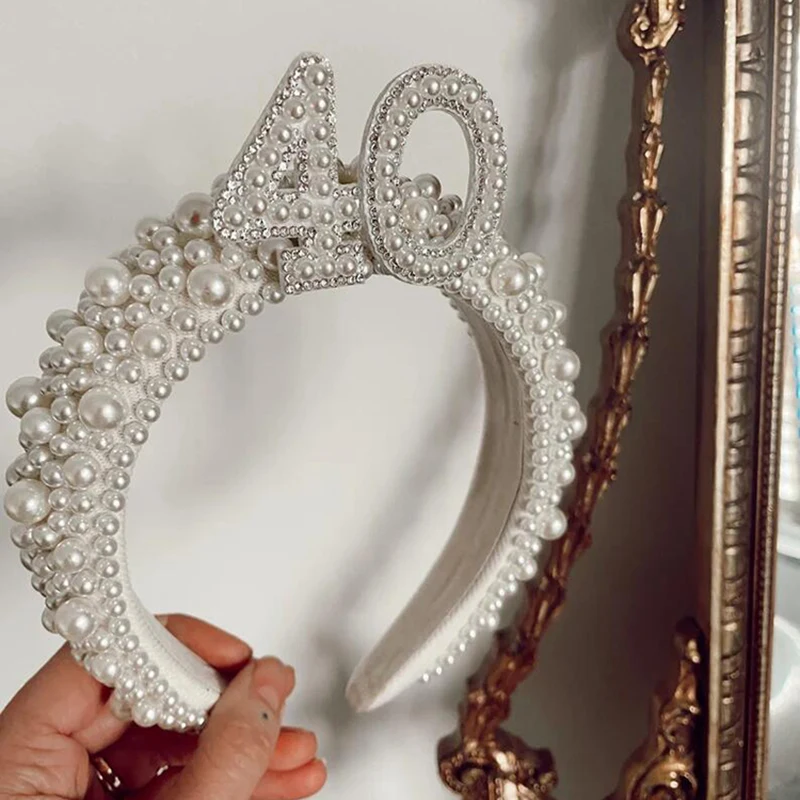 40th Headband Crown Tiara Forty and Fabulous 40 Years Old Happy Birthday Party Queen Girl Decoration Gift Present Photo Props