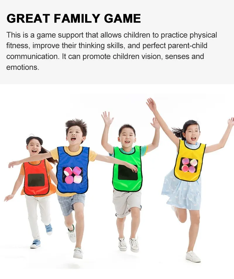 Outdoor Sport Game Props Vest Sticky Jersey Vest Game Vest Waistcoat With Sticky Ball Throwing Toys For Children Kids Sports Toy
