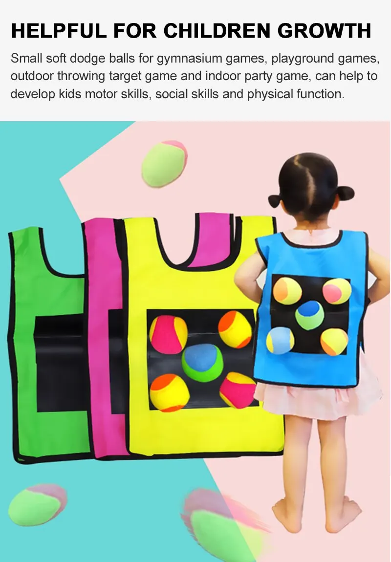 Outdoor Sport Game Props Vest Sticky Jersey Vest Game Vest Waistcoat With Sticky Ball Throwing Toys For Children Kids Sports Toy