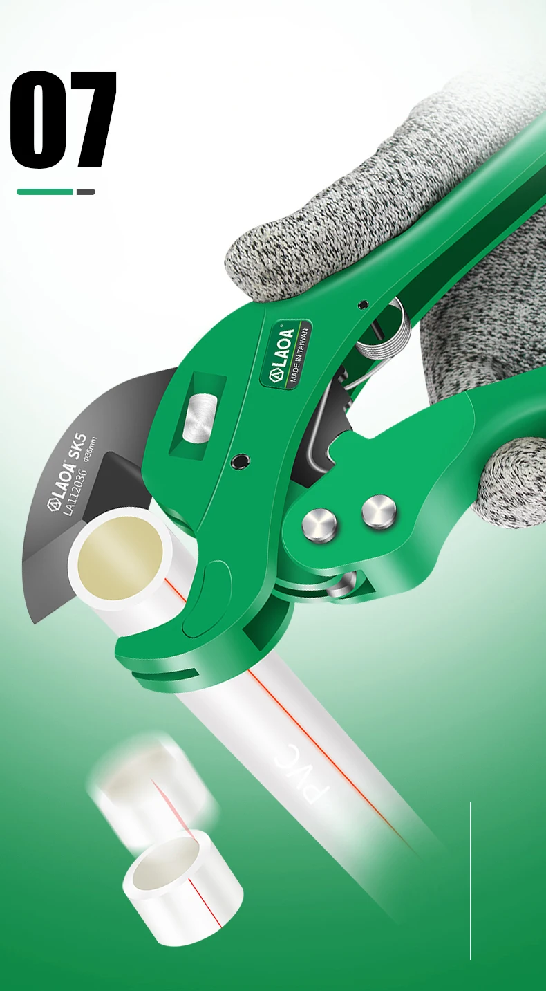 LAOA PVC Pipe Cutter 36mm Aluminum Alloy Body Ratchet Scissors Tube Hose Plastic Pipes PVC/PE/VE Cutting Plumbing Hand Tools