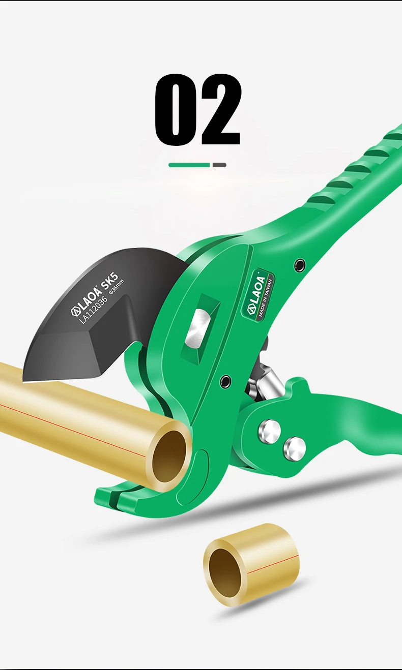 LAOA PVC Pipe Cutter 36mm Aluminum Alloy Body Ratchet Scissors Tube Hose Plastic Pipes PVC/PE/VE Cutting Plumbing Hand Tools