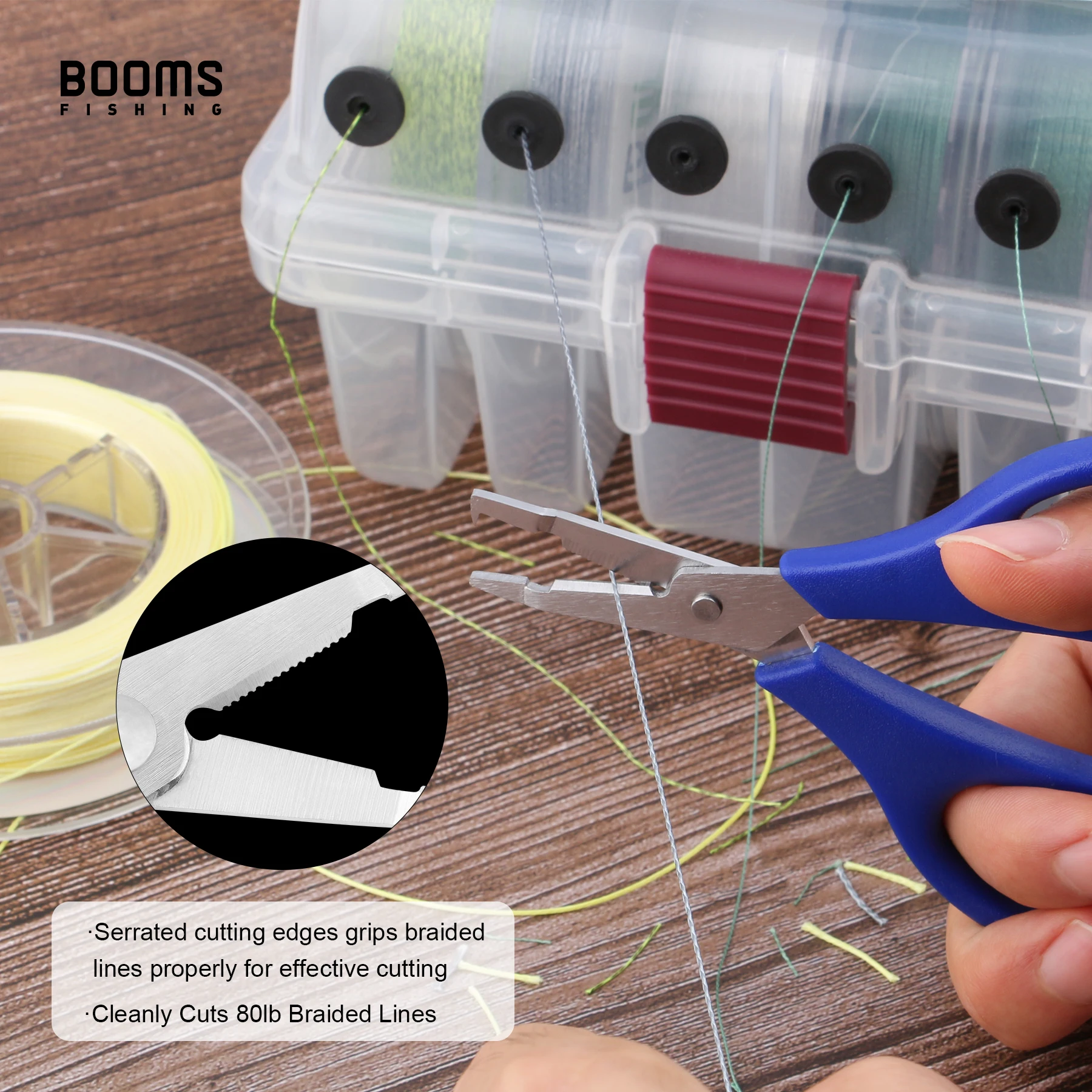 Booms Fishing S01 Braid Line Scissor Fishing Line Scissors with Retractable Badge Holder Carabiner Tackle Boxes Accessorie