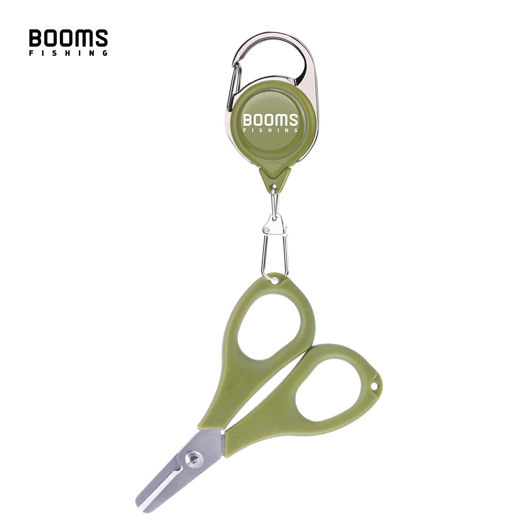 Booms Fishing S01 Braid Line Scissor Fishing Line Scissors with Retractable Badge Holder Carabiner Tackle Boxes Accessorie