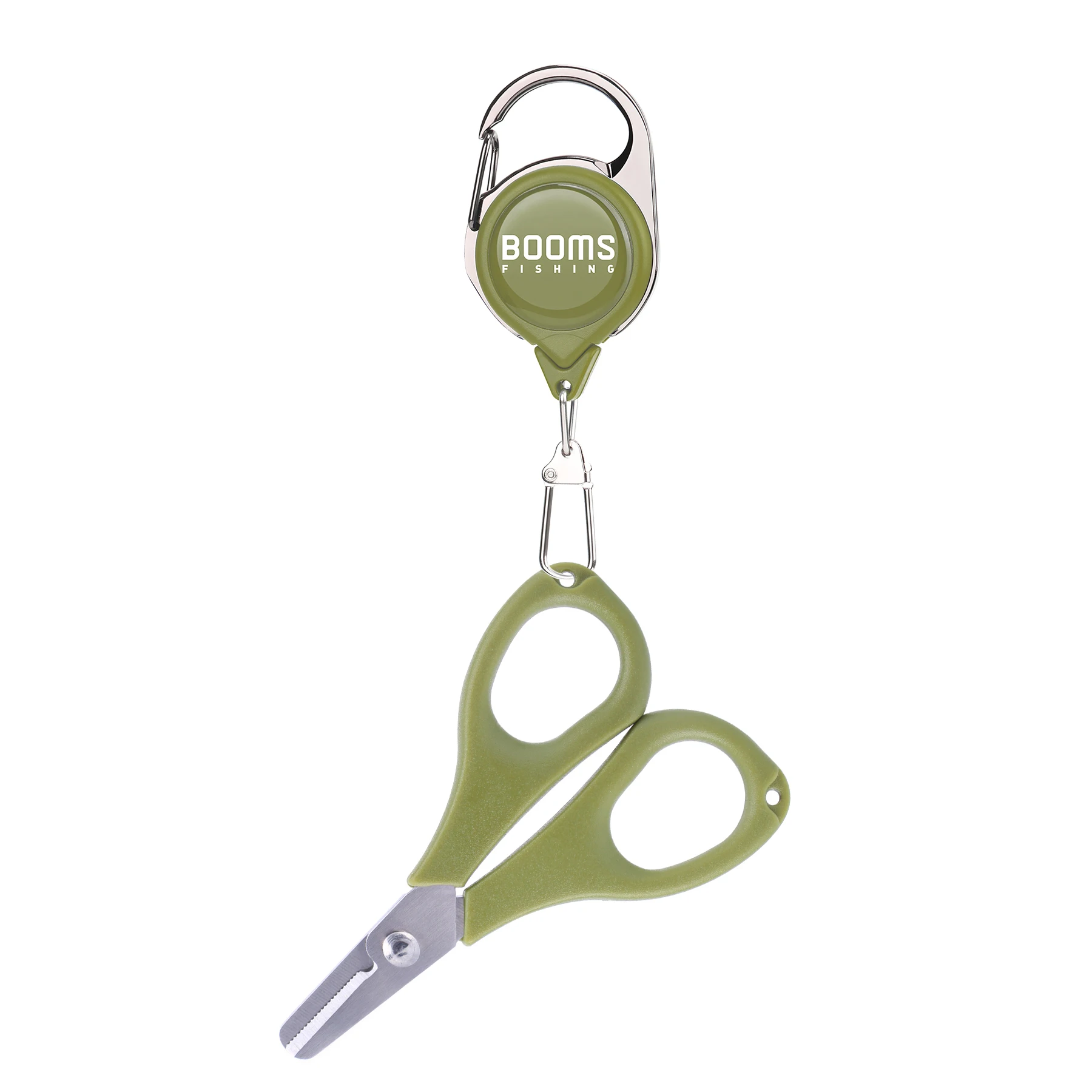 Booms Fishing S01 Braid Line Scissor Fishing Line Scissors with Retractable Badge Holder Carabiner Tackle Boxes Accessorie