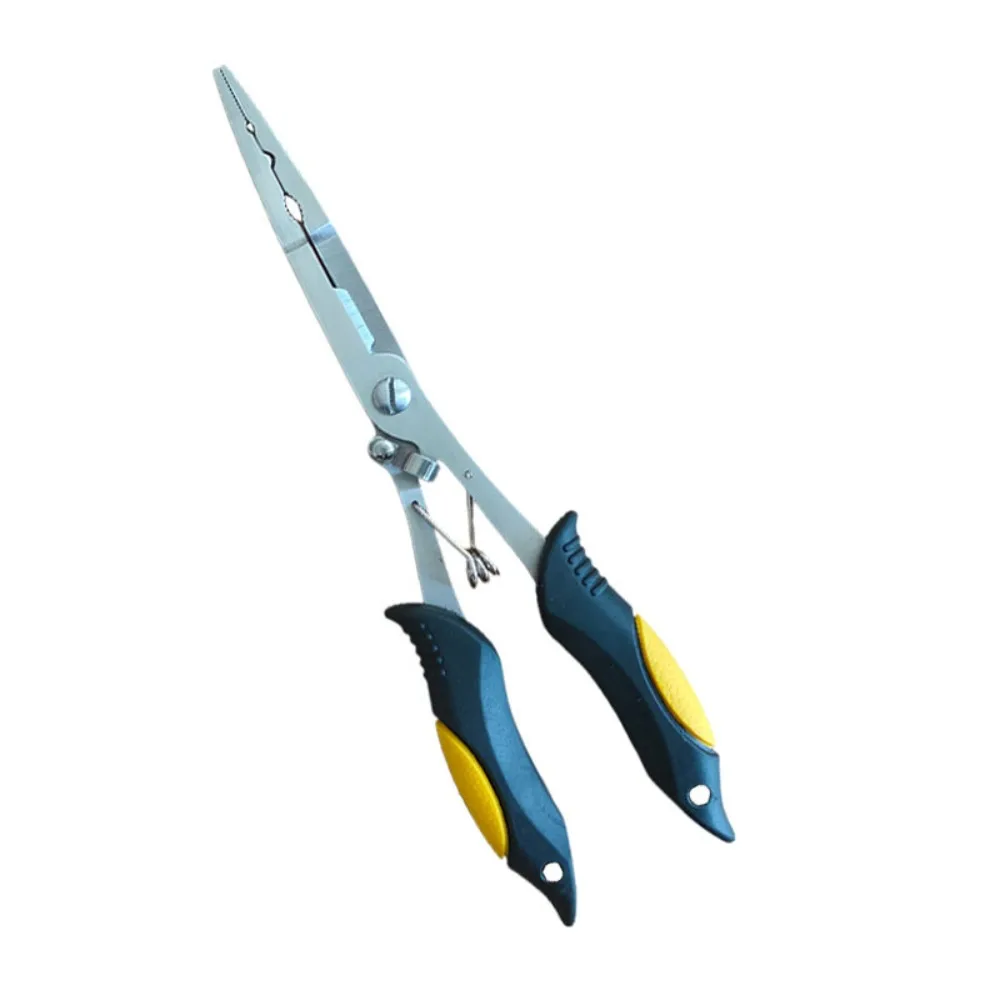 11.8in Multifunctional Luya Pliers Stainless Steel Fishing Pliers Fishing Accessories Fish Mouth Pliers Hook with Rubber Handle