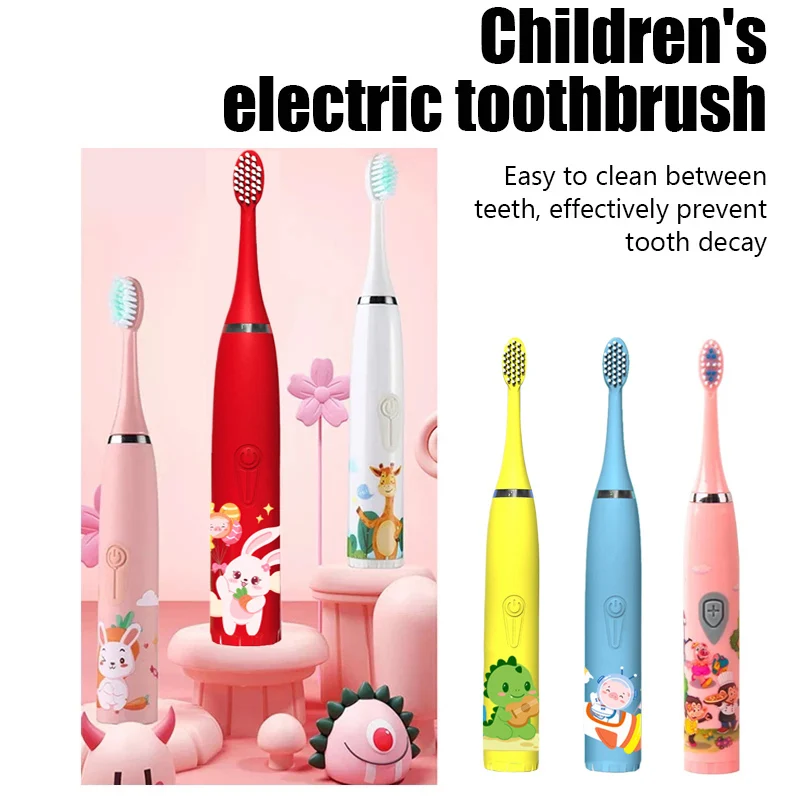 Kids Sonic Electric Toothbrush Rechargeable Smart Timer Colorful Cartoon Teeth Whitening Portable USB Charging Tooth Brush