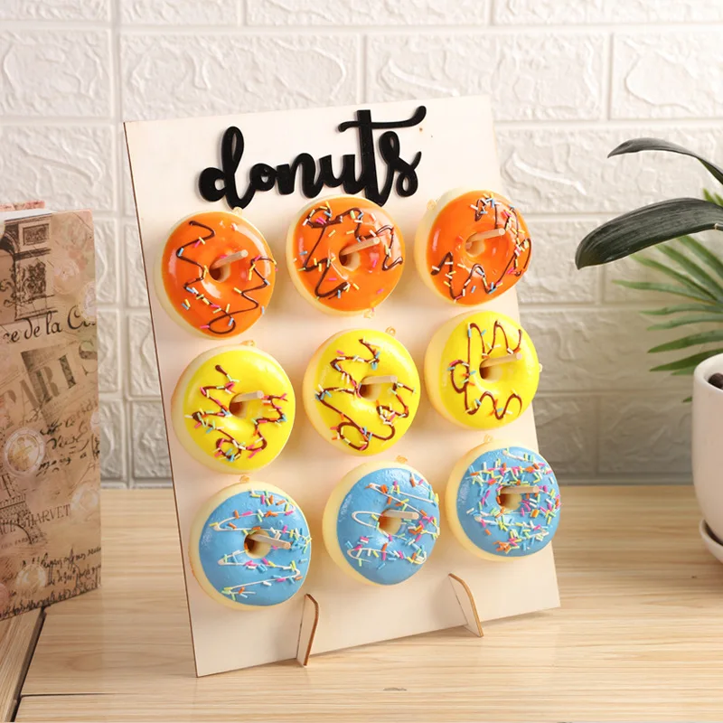 1set Wooden Donut Wall Stand Donut Holder Wedding Birthday Dount Party Decorations Kids Girl Baby Shower Donut Party Decoration