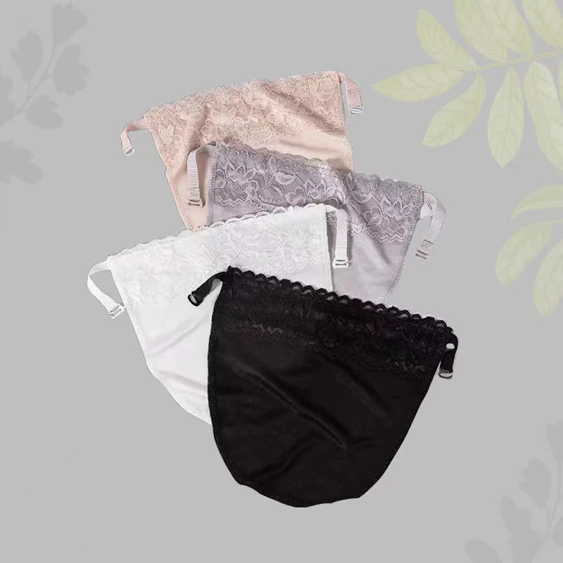 New Silk Tube Bra With Elastic Band Women Easy Clip-on Lace Solid Color Mock Camisole Insert Wrapped Chest Tube Tops Fake Collar