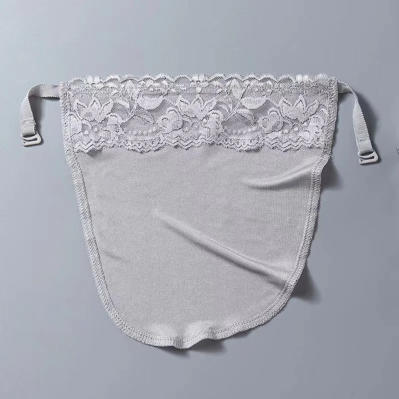 New Silk Tube Bra With Elastic Band Women Easy Clip-on Lace Solid Color Mock Camisole Insert Wrapped Chest Tube Tops Fake Collar