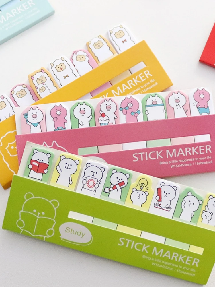 Korean Stationery Cartoon Animal Cute Sit N Times Paste Personality Mini Note Post Sticky Notes Cute Stationary Supplies
