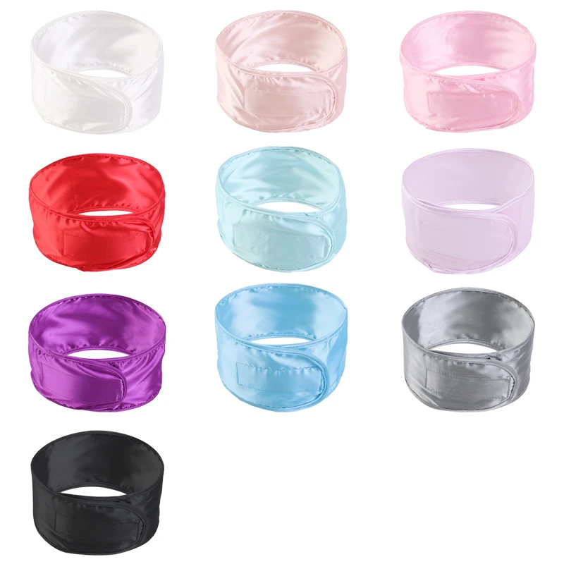 Women Silky satin Adjustable SPA Facial Headband Bath Makeup Hair Band Headbands for Face Washing Soft Toweling Hair Accessories