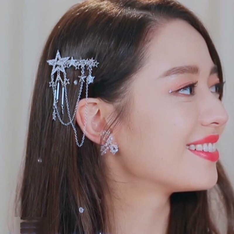 Punk Hair Clip for Women Girl Vintage Crystal Star Tassel Hairpins Harajuku Y2K Fashion Headwear Hair Jewelry Accessory