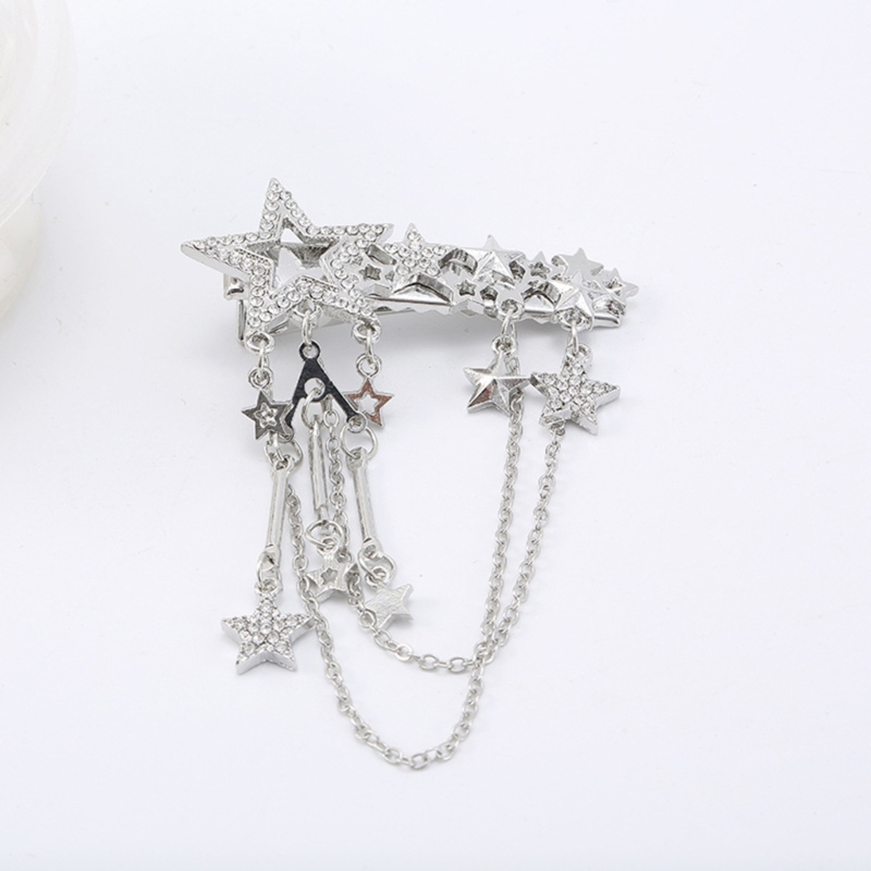 Punk Hair Clip for Women Girl Vintage Crystal Star Tassel Hairpins Harajuku Y2K Fashion Headwear Hair Jewelry Accessory