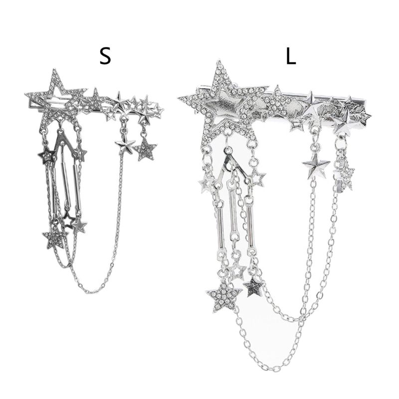 Punk Hair Clip for Women Girl Vintage Crystal Star Tassel Hairpins Harajuku Y2K Fashion Headwear Hair Jewelry Accessory