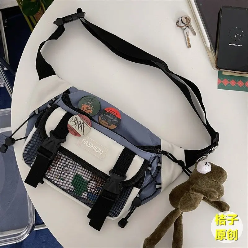 Japanese Crossbody Bag Male Korean Unisex Girl Student Chest Bag Hong Kong Style Retro Waist Bag