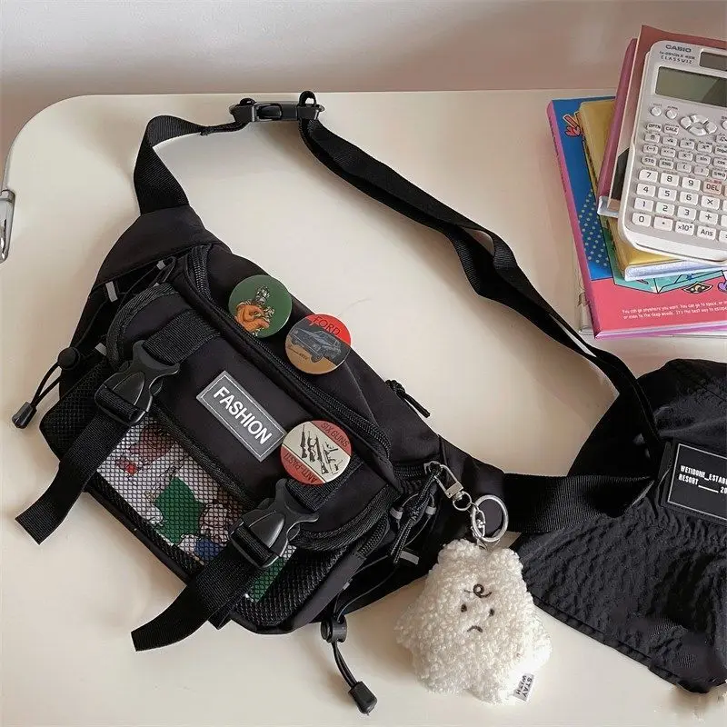 Japanese Crossbody Bag Male Korean Unisex Girl Student Chest Bag Hong Kong Style Retro Waist Bag