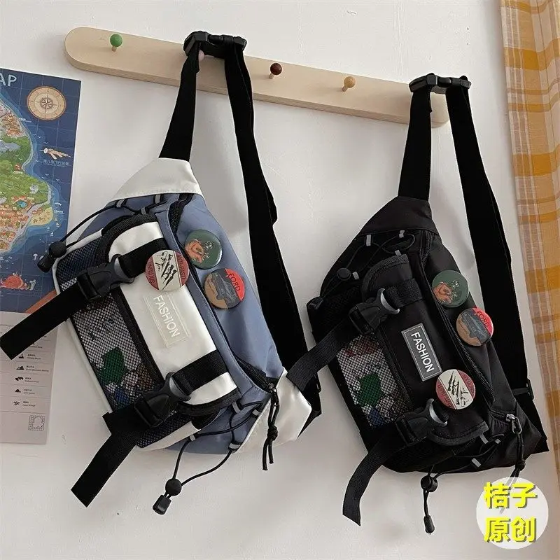 Japanese Crossbody Bag Male Korean Unisex Girl Student Chest Bag Hong Kong Style Retro Waist Bag