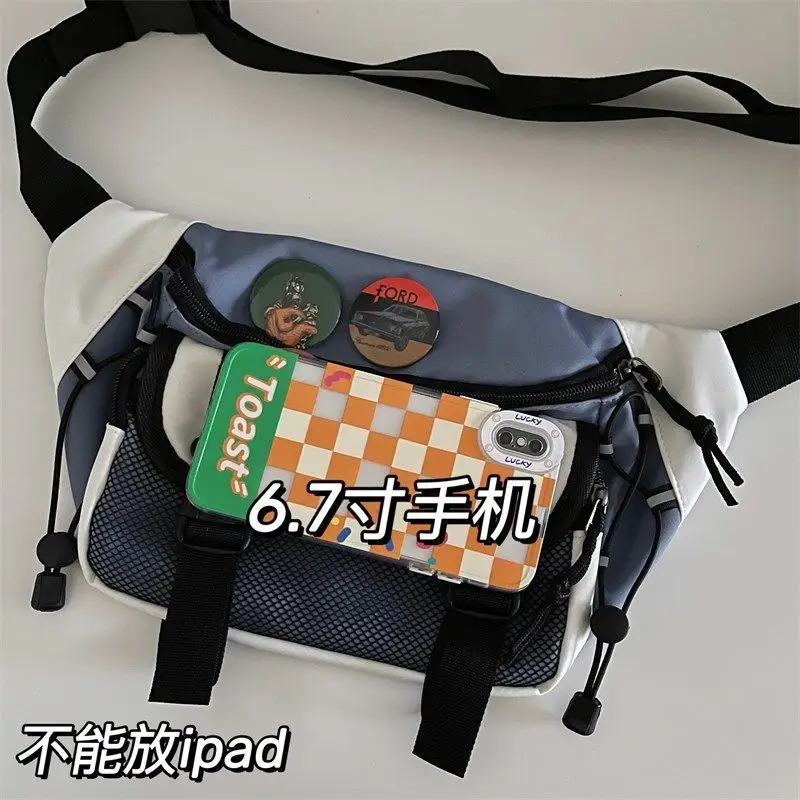 Japanese Crossbody Bag Male Korean Unisex Girl Student Chest Bag Hong Kong Style Retro Waist Bag