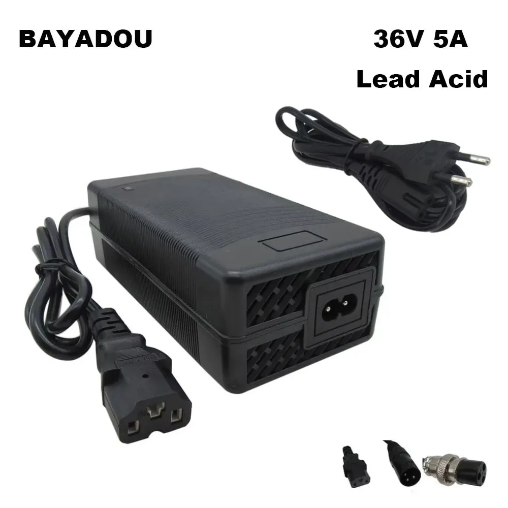 36V 5A Lead Acid Charger 36 Volt 5A 30AH 50AH Battery Fast Chargers 43.2V IEC 3Pin XLRM GX16 Connector