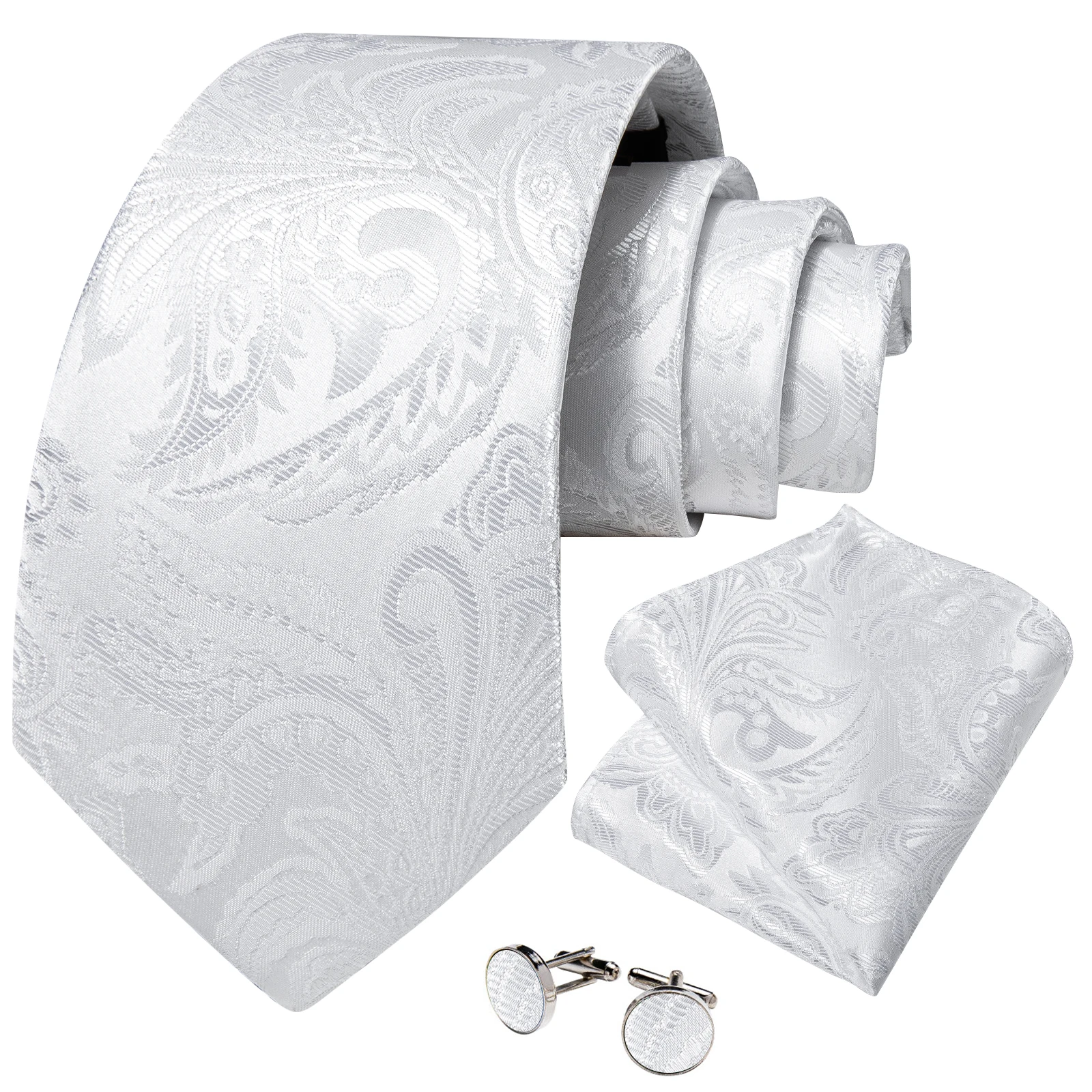 2023 Fashion Men's Tie Set Hanky Cufflink with Tie Tack Silver Ring 8cm Solid Classic Wedding Party Accessories Gravata Gift