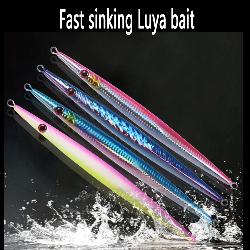 1pcs Iron Plate Jig Sea Fishing Long Strip Quick-Drawing Iron Plate Fish Fast Sinking And Slow Shaking Luminous Iron Plate 100g