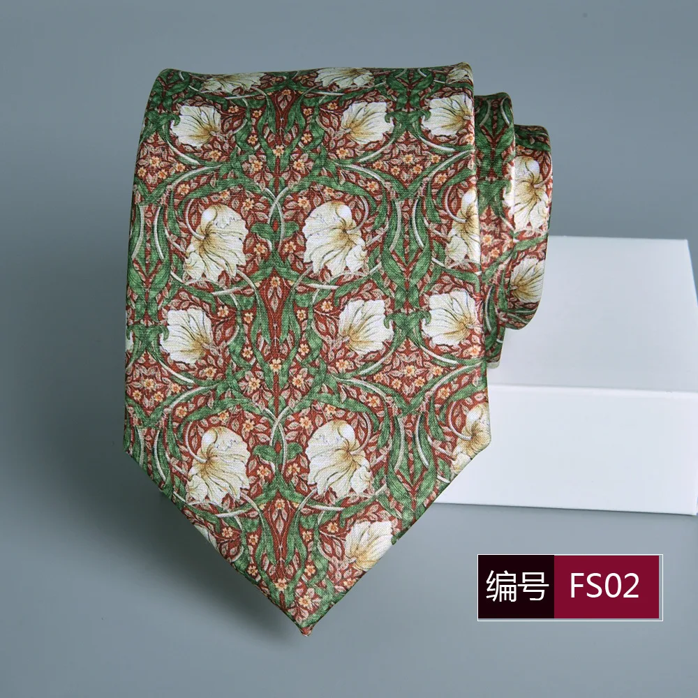 Vintage Silk Ties Men's Fashion 8cm Flower Floral Necktie For Men Wedding Business Meeting Gravata Soft Printing Tie Wed Gifts