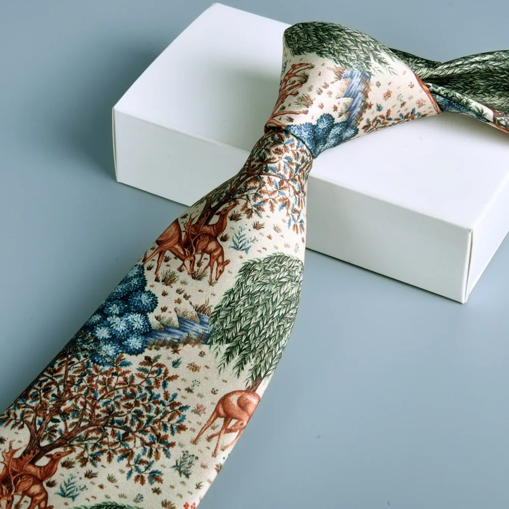 Vintage Silk Ties Men's Fashion 8cm Flower Floral Necktie For Men Wedding Business Meeting Gravata Soft Printing Tie Wed Gifts