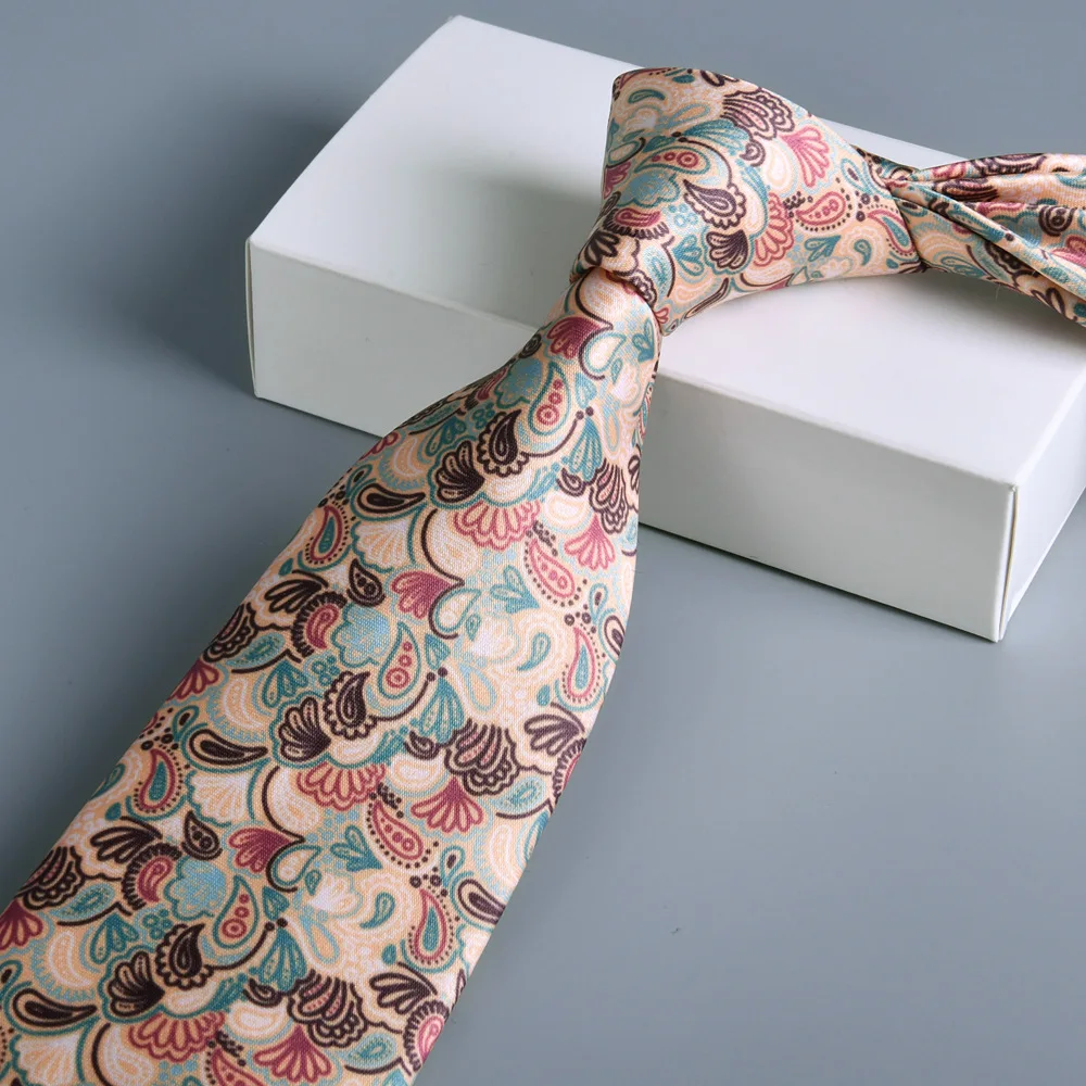 Vintage Silk Ties Men's Fashion 8cm Flower Floral Necktie For Men Wedding Business Meeting Gravata Soft Printing Tie Wed Gifts