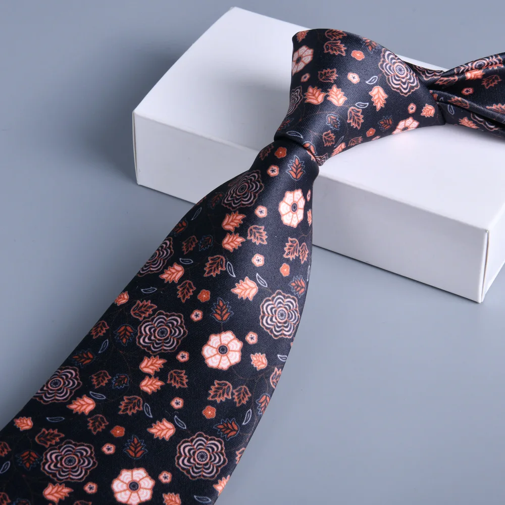 Vintage Silk Ties Men's Fashion 8cm Flower Floral Necktie For Men Wedding Business Meeting Gravata Soft Printing Tie Wed Gifts