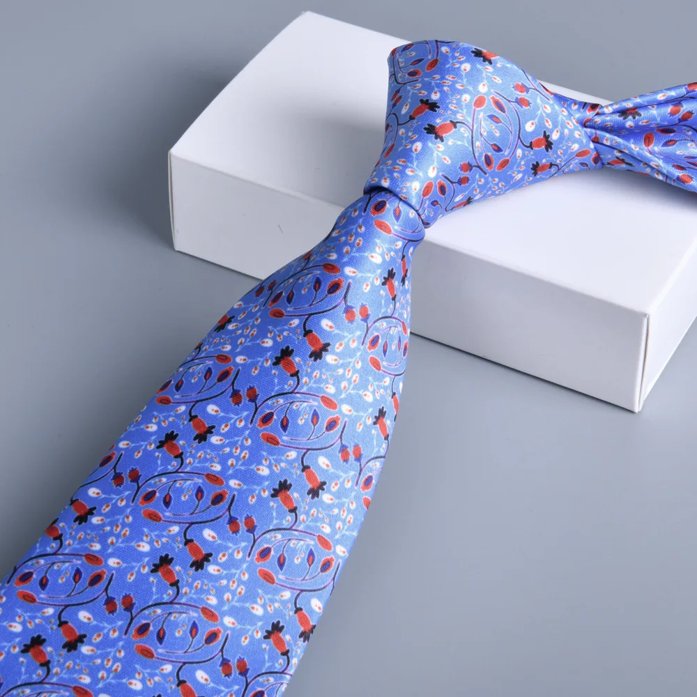 Vintage Silk Ties Men's Fashion 8cm Flower Floral Necktie For Men Wedding Business Meeting Gravata Soft Printing Tie Wed Gifts