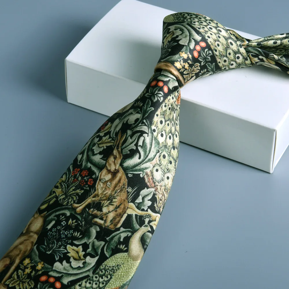 Vintage Silk Ties Men's Fashion 8cm Flower Floral Necktie For Men Wedding Business Meeting Gravata Soft Printing Tie Wed Gifts
