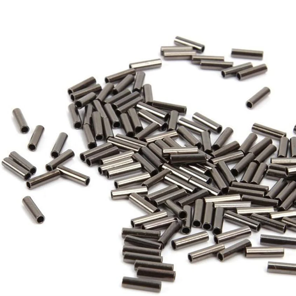 100Pcs Single Barrel Crimp Sleeves Copper Tube Fishing Line Crimping Loop Sleeves Cable Ferrule Wire Rope Connector Rigging