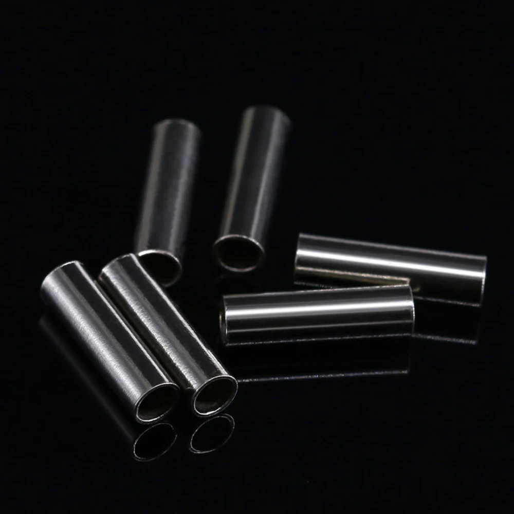 100Pcs Single Barrel Crimp Sleeves Copper Tube Fishing Line Crimping Loop Sleeves Cable Ferrule Wire Rope Connector Rigging