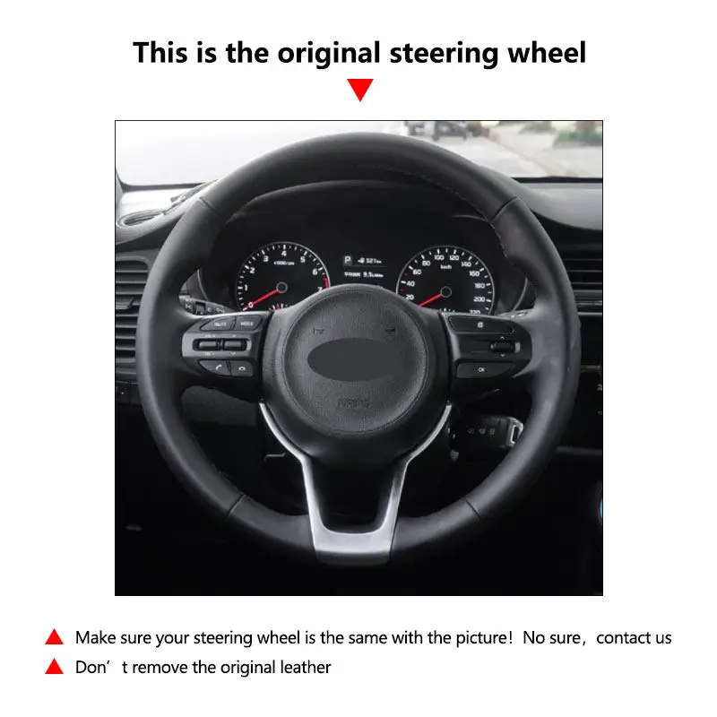 Braids on Car Steering Wheel For Kia Rio 2017 2018 2019 Rio5 2019 K2 2016 Picanto Morning 2017 Perforated Leather Cover Trim