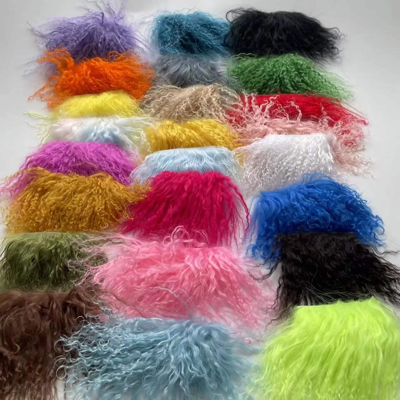 High Quality Sheepskin Wool Lamb Fur Pelt Hair Row Curly Hair Extensions SD Blyth Dolls Wigs Hair Wefts Accessories