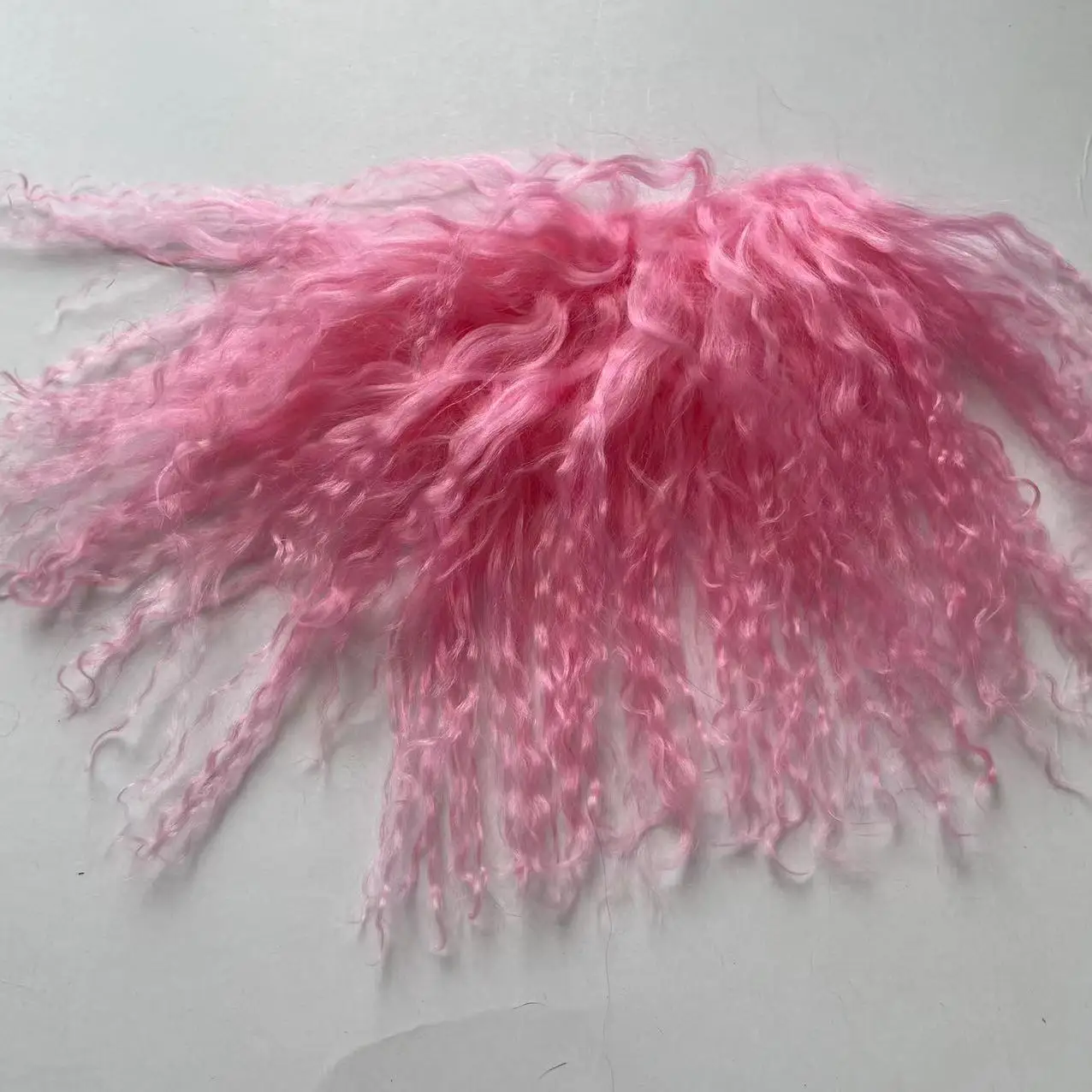 High Quality Sheepskin Wool Lamb Fur Pelt Hair Row Curly Hair Extensions SD Blyth Dolls Wigs Hair Wefts Accessories