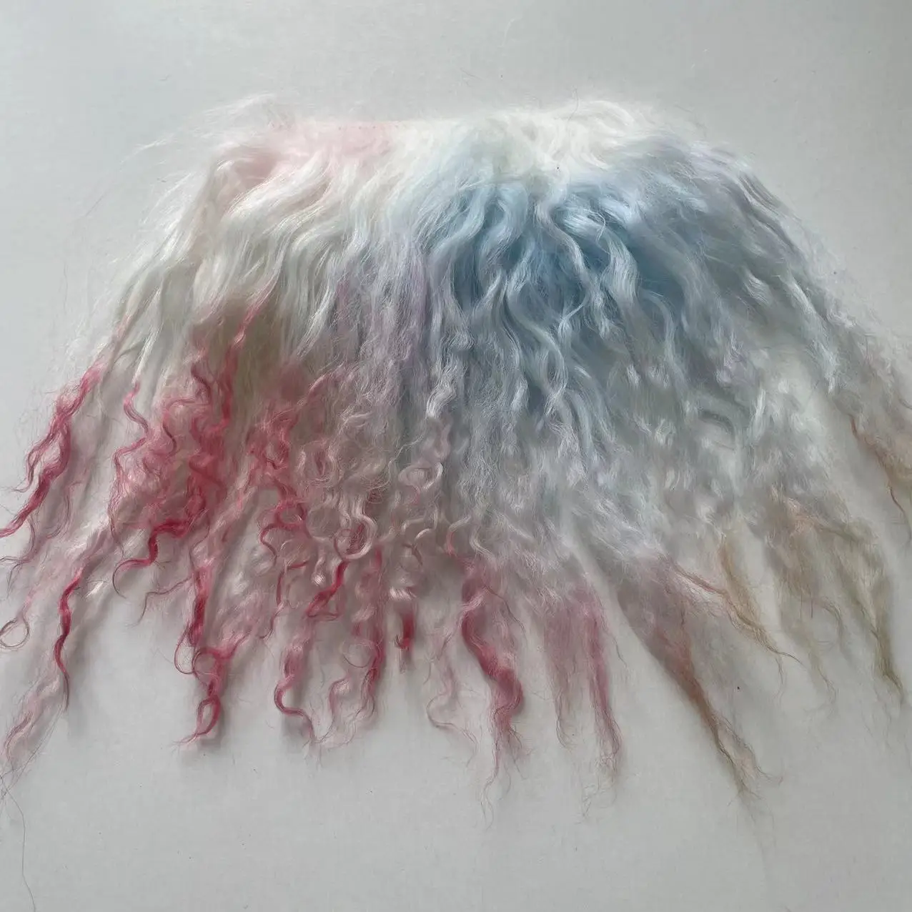 High Quality Sheepskin Wool Lamb Fur Pelt Hair Row Curly Hair Extensions SD Blyth Dolls Wigs Hair Wefts Accessories