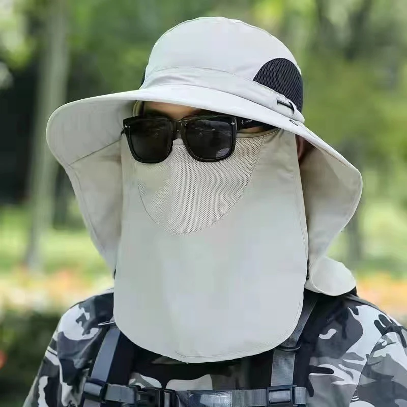 Summer Sun Hats UV Protection Outdoor Hunting Fishing Cap for Men Women Hiking Camping Visor Bucket Hat Removable Fisherman Hat