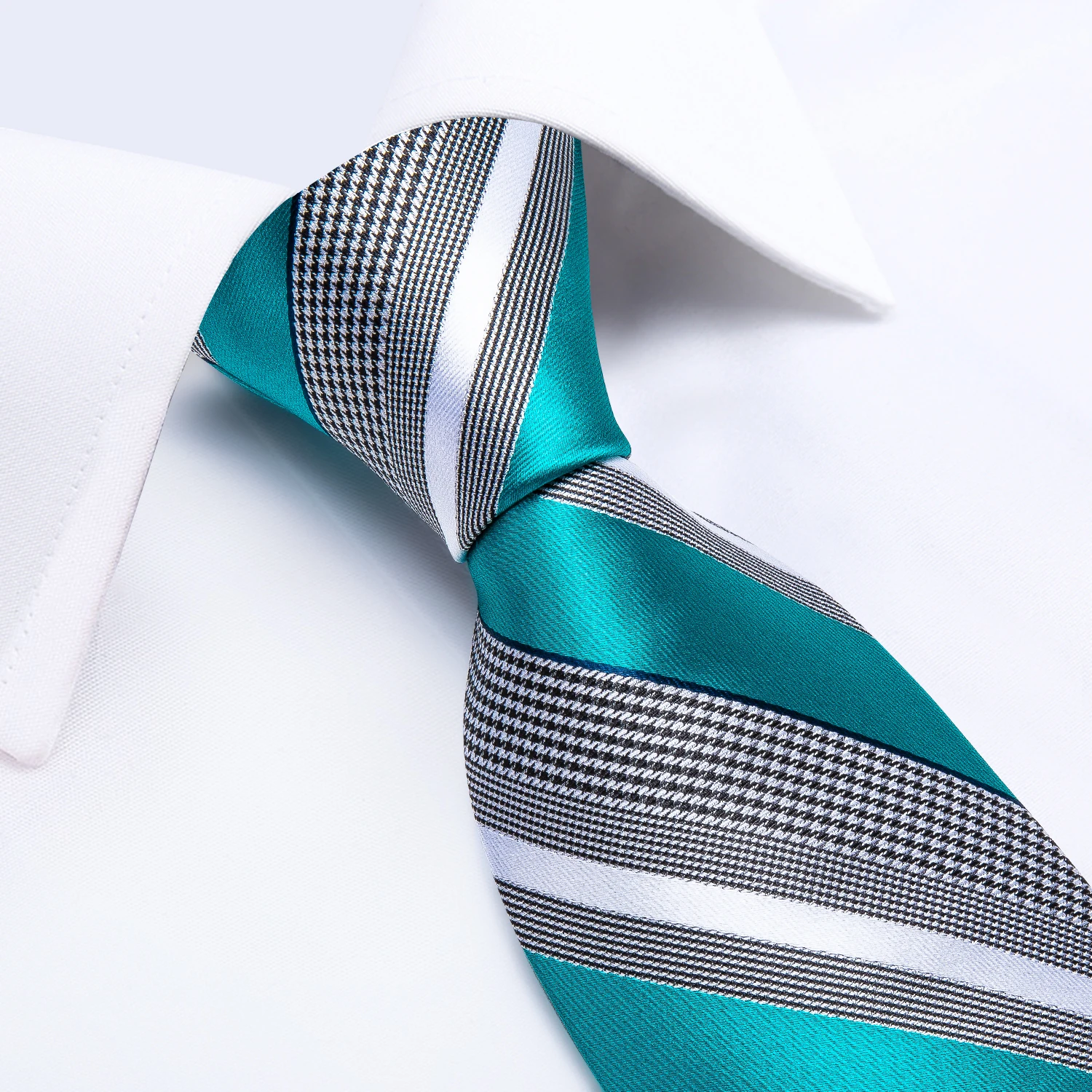 Fashion Classic Striped Plaid Mens Tie Set 8cm Wedding Party Necktie Handkerchief Cufflinks Accessories Gift for Men