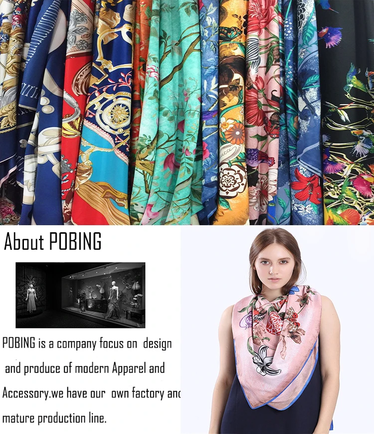 POBING Wheel Print 18m/m Twill Silk Scarves Women Luxury Brand Scarf Bag Ribbons Tie Head Scarf Small Long Skinny Scarf 86*5CM