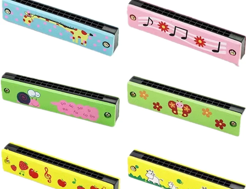 6PCS Wooden 16-Hole Harmonica Music Toy Children's Birthday Party Favors Wedding Guest Gifts Pinata Filling Gifts For The Kids