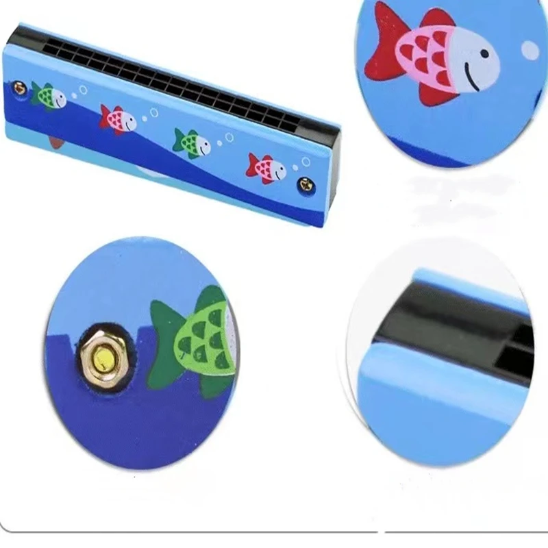 6PCS Wooden 16-Hole Harmonica Music Toy Children's Birthday Party Favors Wedding Guest Gifts Pinata Filling Gifts For The Kids