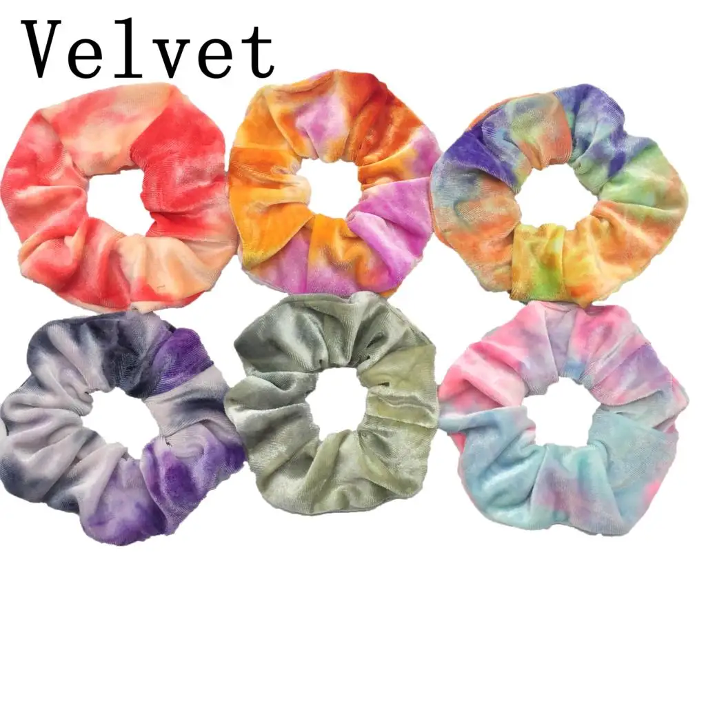 6pcs/lot Hair Scrunchies Accessories Elastic Band Holder Headwear Ties Tie Dye Color Leopard Velvet Neon Women Girls Scrunchy
